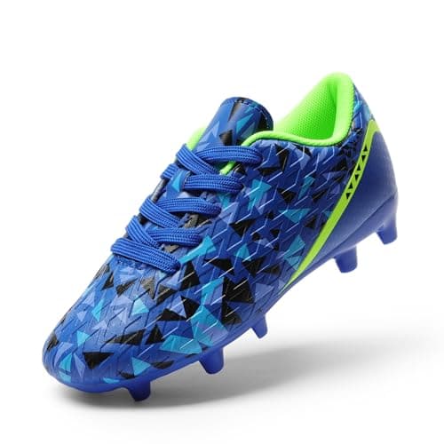 DREAM PAIRS Boys Girls Soccer Cleats Youth Firm Groud Athletic Outdoor Trainning Football Shoes for Little/Big Kid,Size 6 Big Kid,Navy/Blue/Black/Neon Green,HZ19003K - Image 1