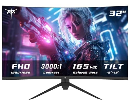KTC 32 Inch Curved Gaming Monitor, FHD 1080P 165Hz PC Monitor, 1500R, 122% sRGB with HDR, FreeSync Premium, HDMI 2.0x2, DisplayPort 1.4, VESA Compatible, Tilt Adjustable, Eye Care, H32S17C - Image 1