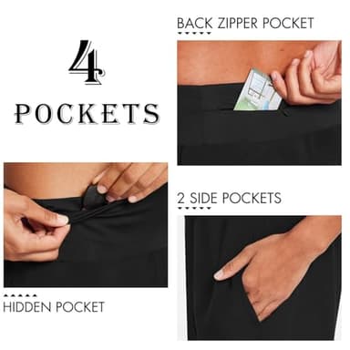 baleaf Womens' 7" Long Running Athletic Shorts Back Zipper Pocket Workout Gym Shorts Quick Dry High Waist with Liner Black Size XL - Image 3