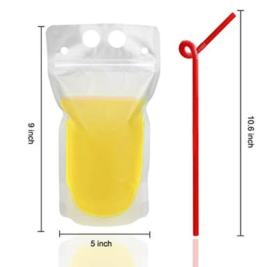 100 Pcs Drink Pouches with 100 Straw Holes, Freezable Juice Pouches, Translucent Reclosable Zipper Plastic Pouche Drink Bags for Cold & Hot Drinks for Adults and Kids - Image 7