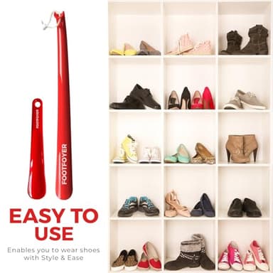 Footfoyer Long shoehorn that is comfortable to wear and has a handle is ideal for both men and women (Red(SNL)) - Image 5