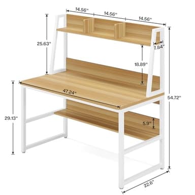 Tribesigns Computer Desk with Hutch, 47 inches Home Office Desk with Space Saving Design with Bookshelf for Small Spaces - Image 2