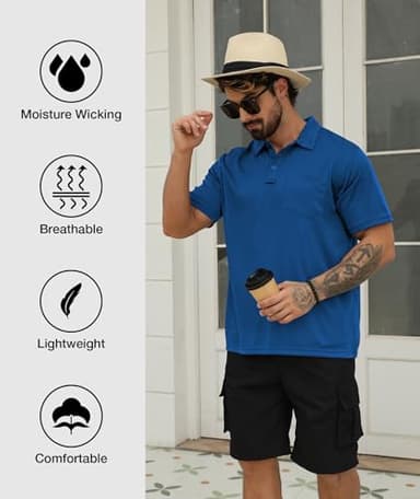 SCODI 5 Pack Mens Pocket Polo Shirts Short Sleeve Multipack Golf Shirt for Men Moisture Wicking Casual Athletic Work T-Shirts Grey Khaki Green Blue Black M - Image 5