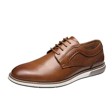 Bruno Marc Men's Casual Dress Sneaker Shoes, Business Formal Derby Plain Toe Oxfords Crossflex GentEdge,Size 10.5,Brown,SBOX223M - Image 1
