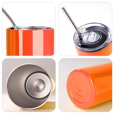 PYD Life 8 Pack 20 OZ Neon Skinny Tumbler Sublimation Blanks Straight Stainless Steel Tumblers for Tumbler Press Machine Sublimation Oven Printing (20 OZ, Neon Orange) - Image 5
