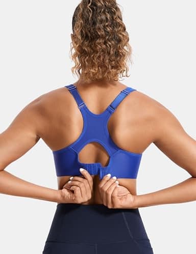 SYROKAN Women's Full Support High Impact Racerback Lightly Lined Underwire Sports Bra Waves Blue 36C - Image 3