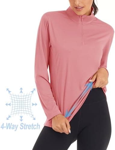 MAGCOMSEN Women's Shirts Long Sleeve 1/4 Zip UPF50+ UV Sun Protection Quick Dry Workout Hiking Athletic Shirts Rash Guard - Image 5