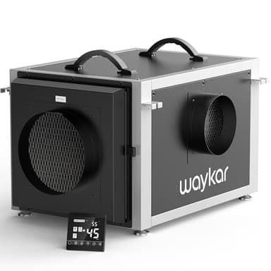 Waykar 158 Pints Crawl Space Dehumidifier with Remote Control up to 6,500 sq. ft., Dual Duct HVAC Commercial Whole-House Dehumidifier for Basement, Industry Water Damage Unit - 5-Year Quality Coverage - Image 1