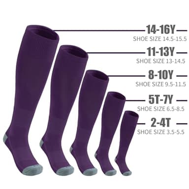 QBK Toddler Baseball Socks And Belt Youth Softball Tee Ball Combo Set for Boy Girl (2 Pairs of Socks & 1 Belt) Purple 11-13Y - Image 4