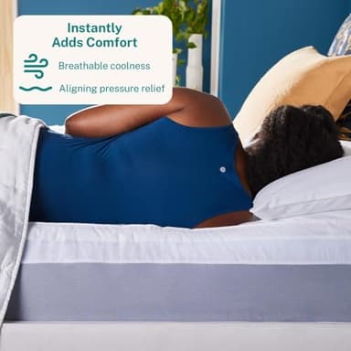 Sleep Innovations Dual Layer 4 Inch Memory Foam Mattress Topper, California King Size, Medium Support, 2 Inch Cooling Gel Memory Foam Plus 2 Inch Pillow Top Cover - Image 3