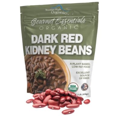 Mountain High Organics – 1 lb, Certified Organic Dark Red Kidney Beans, Bulk Dried Red Kidney Beans, Non GMO, Vegan, Frijoles Colorados, Plant Based Protein and Fiber - Image 1
