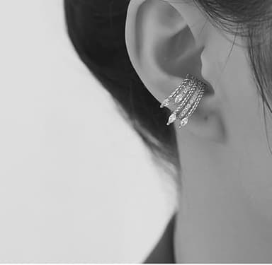 MOEPAPA CZ Ear Cuff Earrings for Women Non Piercing Clip on Twisted Earrings Trendy Simple jewelry Gift (White Gold) - Image 2
