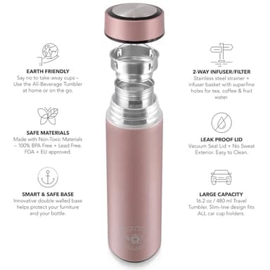 Teabloom - The ORIGINAL All-Brew Travel Tumbler & Thermos | OPRAH’s Favorite | 16oz/480ml Stainless Steel Insulated Water Bottle/Tea Flask/Cold Brew Coffee Mug - Image 3