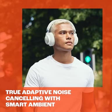 JBL Live 770NC - Wireless Over-Ear Headphones with True Adaptive Noise Cancelling with Smart Ambient, Up to 65 Hours of Battery Life, Comfort-fit Fabric Headband & Carrying Pouch (White) - Image 4