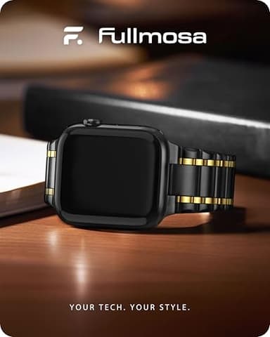 Fullmosa Bands Compatible with Apple Watch Band 46mm Series 11 10, Stainless Steel iWatch Band with Case for Apple Watch, Black and Gold - Image 2