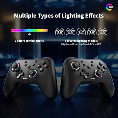 AceGamer Aurora Generation 2.4G Wireless Bluetooth Controller for Windows PC/Android/Switch/iOS/Steam Deck, Hall Joysticks and RGB Light- Upgraded PC Gaming Controller and Back Buttons Lock (Black) - Image 3