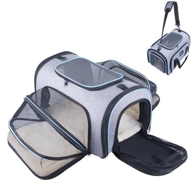 Siivton Pet Carrier Airline Approved, 4 Sides Expandable Cat Carrier Bag with Removable Fleece Pad, Large Soft Sided Pet Travel Carrier, Dog Carrier for Cats, Puppy and Small Dogs - Image 6
