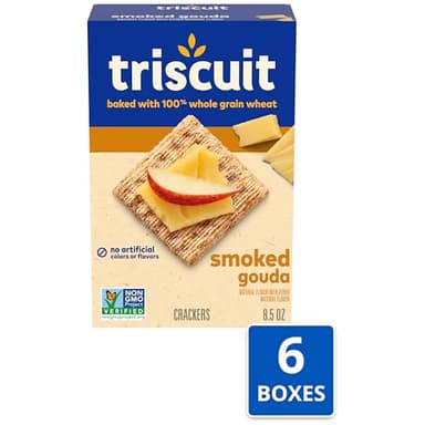 Triscuit Smoked Gouda Whole Grain Wheat Crackers, Lunch Snacks, Bulk Snack Crackers, 6 - 8.5 oz Boxes - Image 4