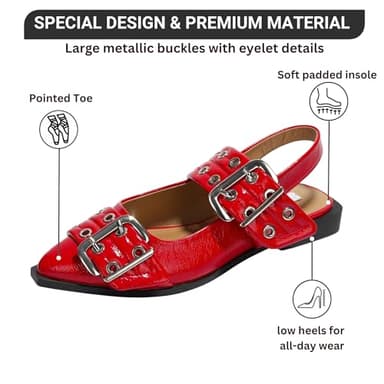Project Cloud Womens Flats - Memory Foam Flats Shoes for Women Footwear Non-Slip Rubber Sole Womens Sandals - Perfect Sandals for Women 2025 (Katharyn, Red Patent, 6) - Image 2