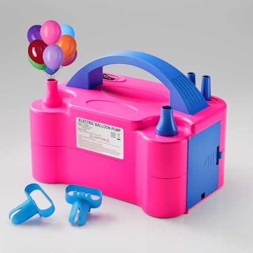 DECOCKRAT Balloon Pump - Electric Dual Nozzle Air Pump for Balloon, Portable Balloon Blower Save Time and Effort, Balloon Inflator for Parties and Decorations - 110V-120V, 600W, BluePink - Image 1
