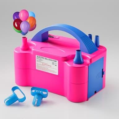 DECOCKRAT Balloon Pump - Electric Dual Nozzle Air Pump for Balloon, Portable Balloon Blower Save Time and Effort, Balloon Inflator for Parties and Decorations - 110V-120V, 600W, BluePink - Image 1