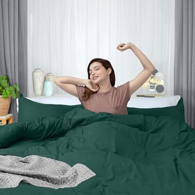 Utopia Bedding Duvet Cover Queen Size - 3 Piece with Zipper Closure - 1 Comforter Cover 90X90 Inches & 2 Pillow Shams 20X26 Inches (Emerald) Comforter Not Included - Image 7