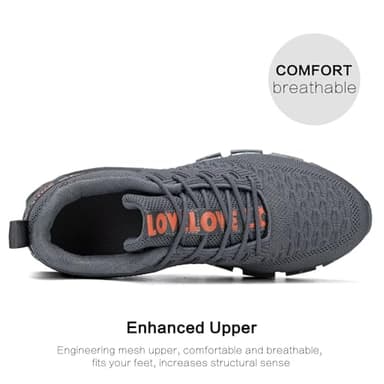 Mens Running Shoes Lace up Blade Non Slip Fashion Sneakers Breathable Mesh Casual Sport Athletic Walking Shoes - Image 4