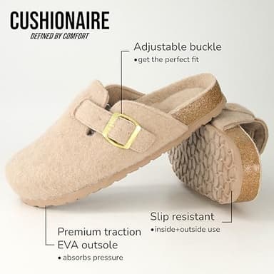 CUSHIONAIRE Hana Womens Clogs | Comfortable Vegan Suede Clogs for Women | Slip On Potato Shoes with Cork Footbed & Arch Support| Sand 7 - Image 7