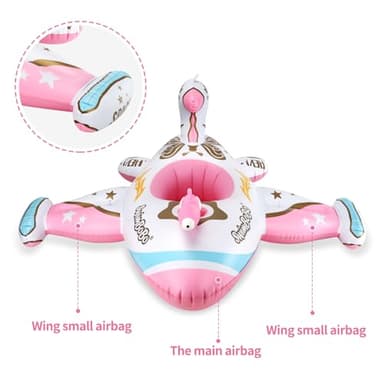 Swimbobo Toddler Pool Float with Seat Boat Inflatable Ride-on Airplane Baby Floatie for Kids Outdoor Toys(Pink Airplane) - Image 4