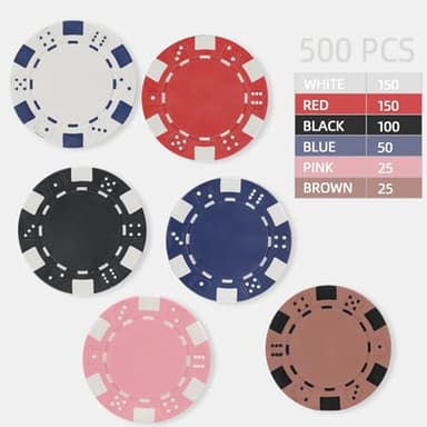 LUOBAO 500Pcs Poker Chips Set for Texas Holdem,Blackjack, Tournaments with Aluminum Case,2 Decks of Cards, Dealer, Small Blind, Big Blind Buttons and 5 Dice,11.5 Gram - Image 3
