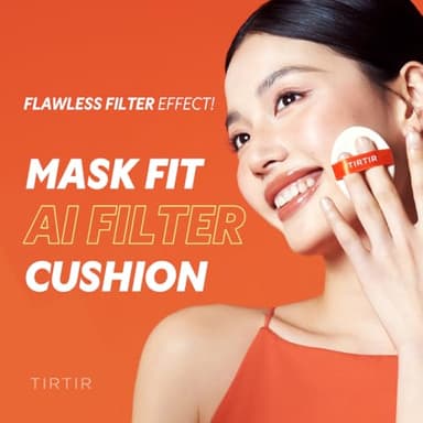 TIRTIR Mask Fit Ai Filter Cushion Foundation | AI-Like Semi-Matte Finish - Up to 72-Hour Medium to Full Coverage Korean BB Cushion Make up Beauty, #27C Cool Beige, 0.63 Fl Oz - Image 6