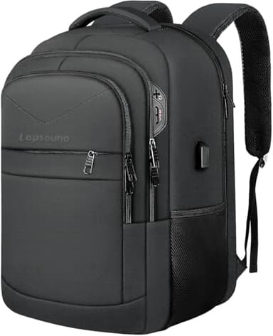Travel Backpack, Large Carry on Backpack, 17 Inch Laptop Bag, Big Sturdy TSA-Friendly with USB Port College School Rucksack Bag, Gifts for Him Men Women, Black - Image 1