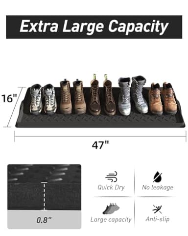 SUPENUIN Extra Large Boot Tray 48 Inch Boot Storage Heavy Duty Rubber Mats for Floor Waterproof Shoe Mat Tray for Entryway Multi Use Shoe Rug 16x47.5 Inches - Image 2