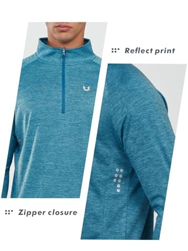 NORTHYARD Men's Running Shirt Long Sleeve Quarter Zip Pullover Moisture Wicking Quick Dry Athletic Workout Shirts CORALHEATHER-M - Image 4