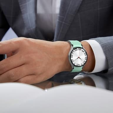 TiMOVO No Gap Leather Hybrid Silicone Band Compatible with Galaxy Watch 7 6 5 4 40/44mm, Watch 4 6 Classic 47 43 42mm, Watch 5 Pro 45mm, 20mm Quick Release Genuine Straps for Women Men, Teal - Image 7