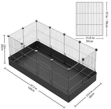 LANGXUN 24pcs DIY Small Animal Pet Playpen with Waterproof Mat, C&C Cage for Puppy Kitten, Rabbit Cage,Guinea PigsGuinea Pig Cages | Indoor & Outdoor Portable Metal Wire Yard Fence, Metal Pet Panels - Image 2