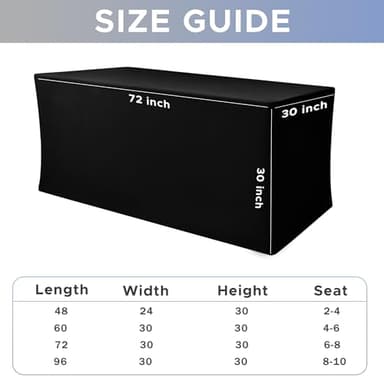 Nasitos Spandex Fitted Table Covers for 6 Foot Tables - 72 x 30 Inch - 4 Pack Black Stretch Rectangle Table Clothes, Wrinkle Resistant Tablecloths for Folding Table, Parties, Trade Show, Birthday - Image 7