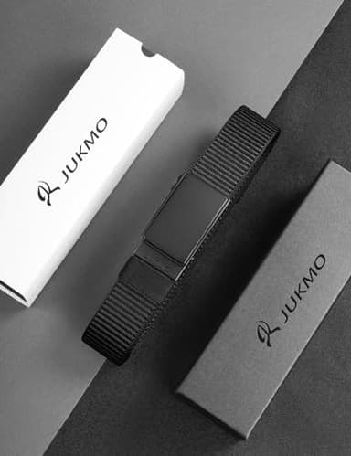 JUKMO Men's 1.5" Nylon Ratchet Belt, Casual Web Click Tactical Belt with Slide Buckle for Jeans, No Holes Adjustable Trim to Fit(Black,Medium) - Image 7