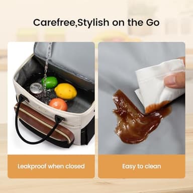 LOVEVOOK Insulated Lunch Bag Women,Wide Opening Adult Lunch Box Women,Large Leakproof Cooler Bag for Work Picnic Beach Family College,Lunch Teacher Tote Bag with Adjustable Shoulder Strap Cup Holder - Image 3