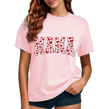 Mama Valentines Shirt Valentines Shirts for Women Valentines Tee Mama Womens Pink Valentines Tops - Image 3