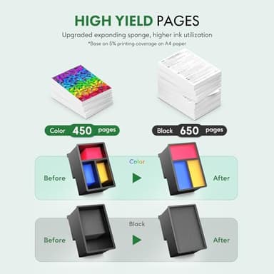 BKBKC Compatible 62XL Ink Cartridge Replacement for HP Envy 5540 5549 5640 5660 7640 OfficeJet Mobile 250 200 OfficeJet 5740 5741 8040, Black, Tri-color, 2-Pack - Image 3