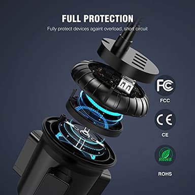 4-Port USB Car Charger with Cup Holder Phone Mount, Rapid Multi Port Charger, Adjustable Gooseneck Rotatable Holder for Smartphones - Image 7