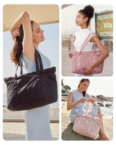 BAGSMART Tote Bag for Women with Zipper, Gym tote with Compartments, Work Tote Nurse Dance Yoga Bag for Travel - Image 2