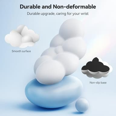 TECKNET Cloud Keyboard Wrist Rest Set, Cloud Wrist Rest with Non-Slip Base, PU Leather Wrist Pad for Keyboard with Ergonomic Memory Foam for Computer Laptop Office Gaming and Pain Relief, White - Image 4