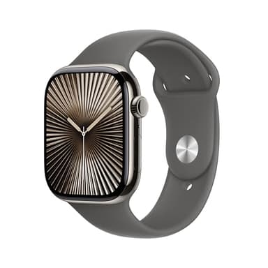 Apple Watch Series 10 [GPS + Cellular 46mm case] Smartwatch with Natural Titanium Case with Stone Grey Sport Band - M/L. Fitness Tracker, ECG App, Always-On Retina Display, Water Resistant - Image 1