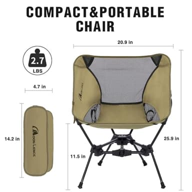 MOON LENCE Portable Camping Chair Lightweight Foldable Chair - The 4th Generation Portable Folding Chair - Compact, Ultralight Folding Chairs for Hiking Mountaineering Beach - Image 3
