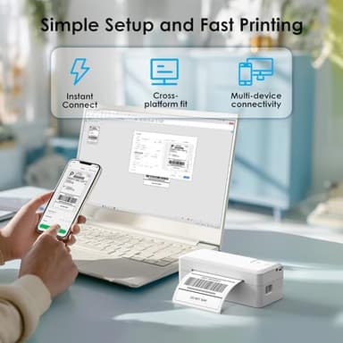 KNAON Shipping Thermal Label Printer, 4x6 Portable Label Printer, Bluetooth Label Maker for Small Business, Support iPhone,Android,Windows,Mac,Chromebook,Works with USPS, Ebay,Shopify&More, White - Image 6