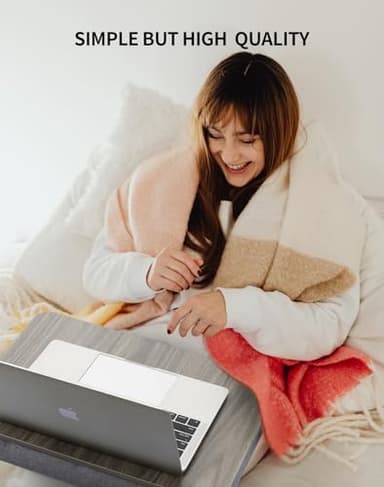 ZEAPTAC Lap Desk with Pillow Cushion, Portable Laptop Bed Desk, Fits up to 15.6 inch Laptop, Lap Stand for Bed & Couch & Carpet, Book Tablet/Drawing Board/Stand - Black Wood - Image 4