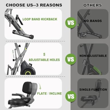 Goimu Exercise Bike, 5 in 1 Foldable Stationary Bike for Seniors, 16-Level Adjustable Magentic Resistance, Indoor Recumbent Bike with 330LB Capacity, Comfortable Seat Backrest (Dark Grey) - Image 6