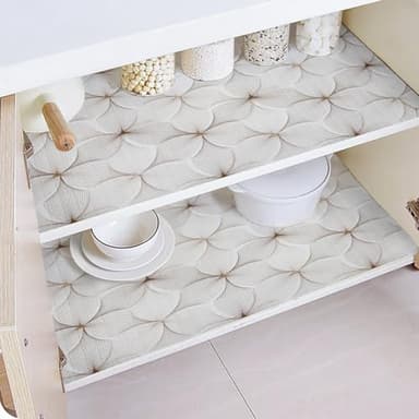 Quttisay Shelf Liner for Kitchen Cabinets,Non Adhesive Cabinet Liner,Non-Slip Drawer Liner,Waterproof Shelf Liner Easy to Clean Strong Grip Liner for Cabinets,Drawers,Cupboard，(Flower 17.3in x 10FT) - Image 6